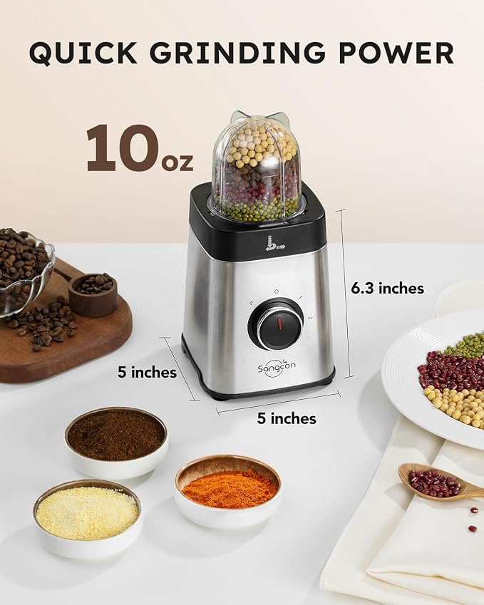Sangcon Blenders for Kitchen - Smoothie Blender - Personal Blender for Shakes and Smoothies, Grinding & more, 40 oz Jar & 17 oz Cup with To-Go Lid