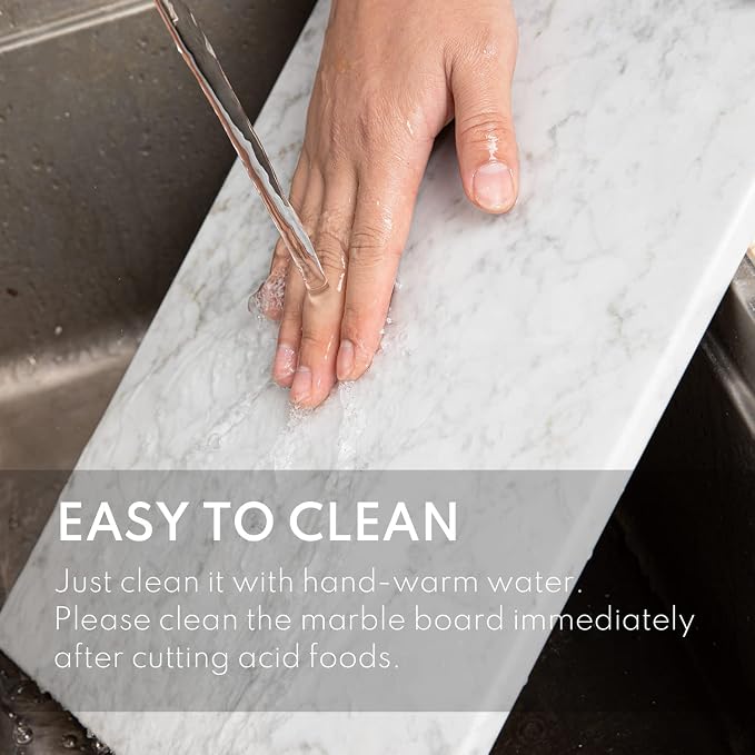 Lovdeco Marble Cutting Board, Pastry Board For Kitchen, Carrara White Marble Slab Gift With Non-Slip Feets, 12x20 Inch, 1 Piece