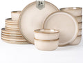 GBHOME Dinnerware Sets for 8, 24 Pieces Stoneware Plates and Bowls Sets, Scratch Resistant Dishes, Dishwasher & Microwave Safe, Reactive Glaze