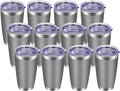 VEGOND 20oz Tumbler with Lid and Straw Stainless Steel Tumbler Cup Bulk Vacuum Insulated Double Wall Travel Coffee Mug Powder Coated Coffee Cup, Grey, 12 Pack