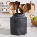 Farmhouse Ceramic Farmhouse Kitchen Utensil Holder for Countertop, Rustic Cooking Utensil Holder Crock Fit for Kitchen Counter. Bronze 6.1 x 6.1 x 7 IN