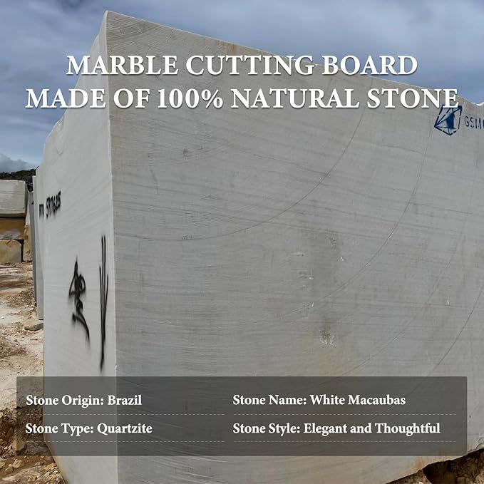 Koville Brazilian Natural Quartzite Cutting Board for Kitchen, 16x20inch Extra Large Hand Crafted Stone Slab for Cheese, Charcuterie, Pastry Board - Wedding Gift, House Warming Gift