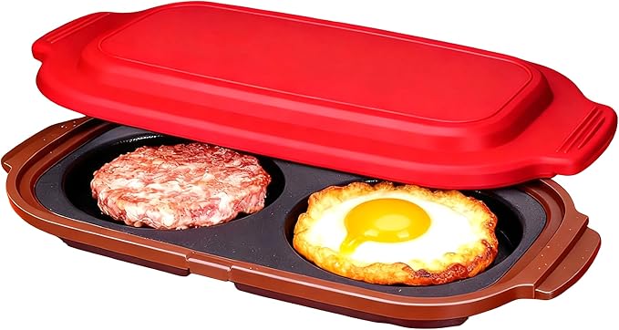 Microwave Egg Cooker, Rapid Egg Poacher, Quick Heat Fryer for Two Eggs, Portable Cooker for Sandwiches Making, Twin Cavities, Non-Stick, Dishwasher-Safe