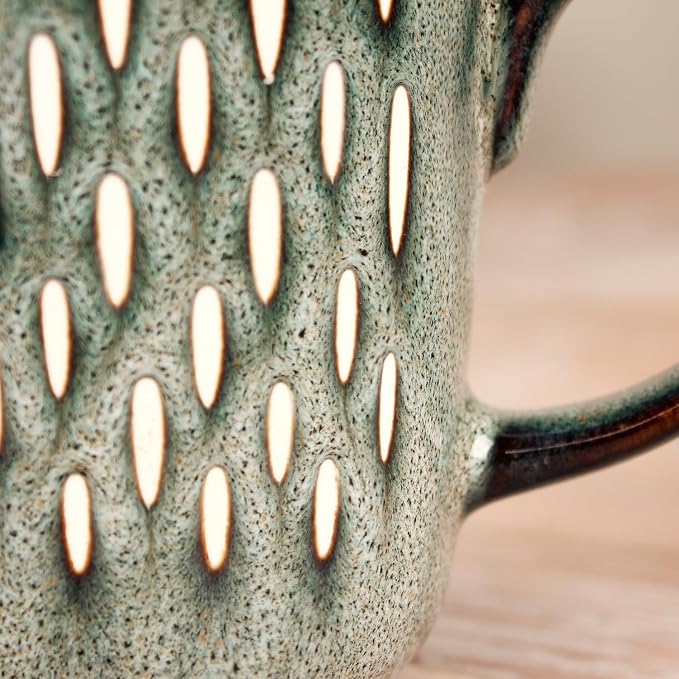16 Ounces Coffee Mugs, Ceramic Coffee Mugs with Texture Patterns for Man,Woman,Dad,Mom, Modern Coffee Mugs Set of 4 for Latte/Cappuccino/Cocoa, Dishwasher&Microwave Safe