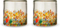 Twine Segunda Vida Artistico 100% Recycled Glassware Tumblers, Hand Blown Cocktail Glasses for Dinner Party, Icon Glasses Gifts, Stemless Margarita Mexican Glassware, Set of 2, 13 oz, Multicolor