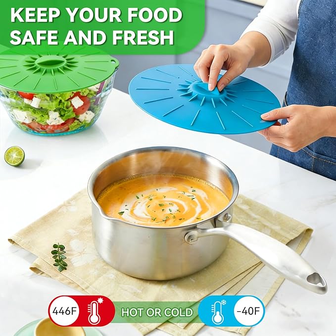 Silicone Lids 9 Pack Food Covers, Microwave Splatter Covers,Reusable Heat Resistant Lids for Pots Pans Plates Cups,Microwave Oven Stove Fridge Freezer Safe,Mothers Day Gifts