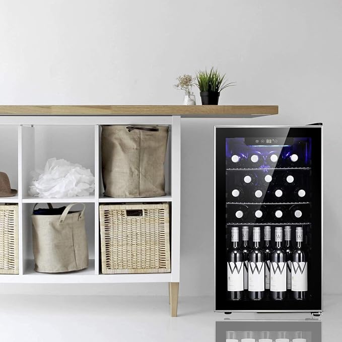 Antarctic Star Mini Fridge 130 Can Beverage Refrigerator Cooler with Glass Door,Adjustable Shelves & Digital Temperature for Soda Beer or beverage cooler for Home, Office Bar 3.1cu.ft
