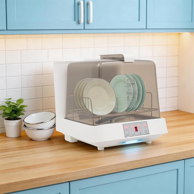 Countertop Dishwashers, 800W Portable Dishwasher Featuring with 6L(1.59G) Built-in Water Tank, 360°Rotating Spray Outlets for House,Dorm,Apartment