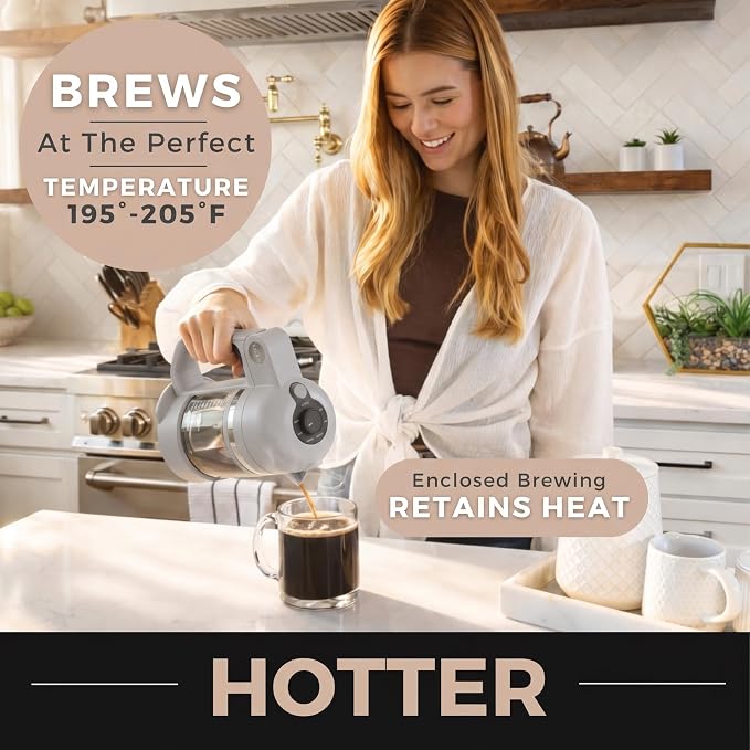 VINCI Micro Café Smallest Single-Serve Glass Coffee Brewer | Compatible with K-Cups, Pods & Ground Coffee | Enclosed & Circle Flow Brewing for Hotter, Richer Flavor | Brews 4oz to 20oz (Gray)