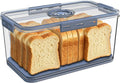 Honbuty Bread Box Bread Boxes for Kitchen Counter Airtight,Time Recording Bread Storage Container with Lid, Bread Keeper for Homemade Bread, Toast, Bagel, Donut and Cookies, Grey,Gifts for Mom Dad
