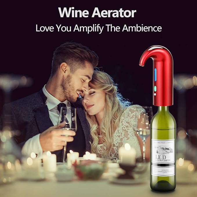 Electric Wine Aerator Gifts Touch Portable Red - White Wine Accessories Aeration For Wine and Spirit Beginner and Enthusiast -Spout Pourer - Wine