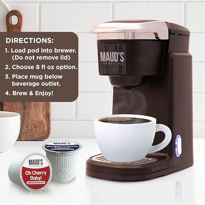 Maud's Blueberry, Cherry & Raspberry Chocolate Flavored Pods Bundle, 54 ct, Medium Roast Flavored Coffee in Single Serve Pods – 100% Arabica Coffee, Compatible with Keurig K Cups Maker