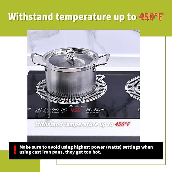 Cook's Aid 2PCS Silicone Induction Cooktop Protector Cover Mat 11"(Magnetic) | 230°C (450℉) Heat-Resistant Induction Stove Protector | Multifunctional Silicone Mat (Logo CK)