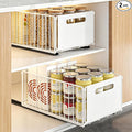 2 Pack Pull Out Cabinet Organizer, Heavy Duty Slide Out Drawer with No Drill Adhesive or Screw Mount, Carbon Steel Roll Out Shelf for Kitchen Cabinet, Pantry & Bathroom Storage