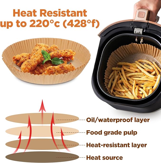 400 Pcs 9 Inch Air Fryer Liners, Round Disposable Non-Stick Food Grade Parchment Baking Paper For 5-12 QT Air Fryers, Microwave, Steamer