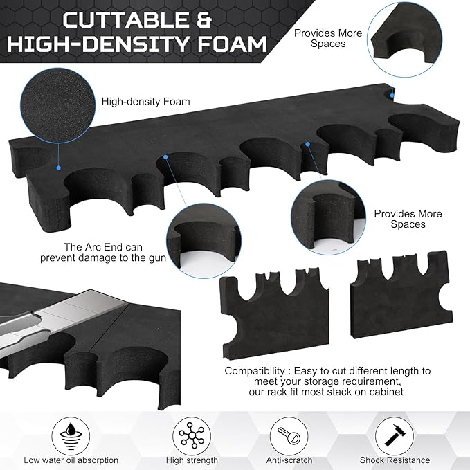 OCQOTAT Gun Rack for Gun Storage, Gun Safe Accessory for Rifles and Shotguns, Gun Holder in Gun Cabinet, Shotgun Rifle Rest, Foam Material with Magnetic Strip and Hook Strip , Gifts for Hunters