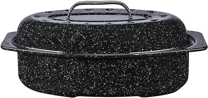 Granite Ware 13" Oval Roaster with Lid – Enameled Steel, Oven Safe to 932°F – Ideal for Roasting, Baking & Sourdough Bread – Self-Basting Cover, Dishwasher Safe, 7 lb Capacity | Oval Roaster Capacity, Roasts Up To 7 Lb Poultry Or Meat, Covered Cooking ...