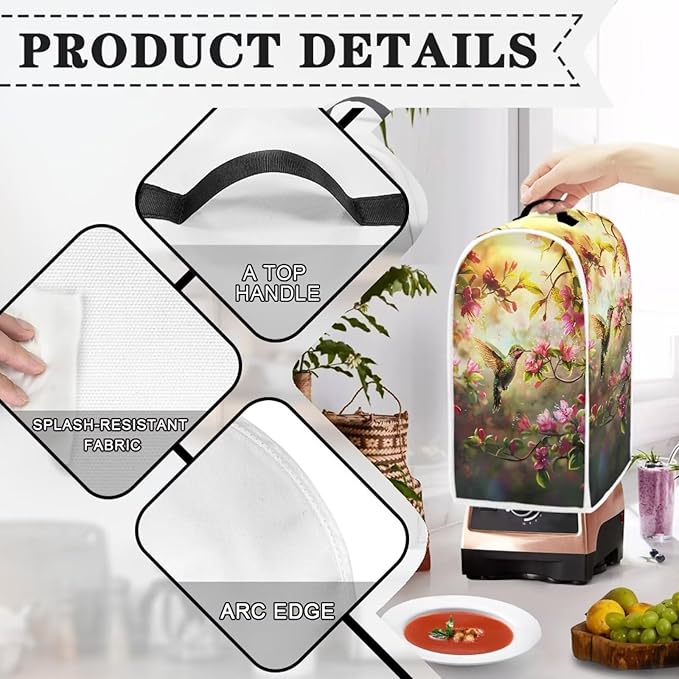Hummingbird Dust Cover Set Washable Coffee Maker Appliance Blender Covers Flower Print Bread Maker Toaster Protection Dustproof Kitchen Accessories