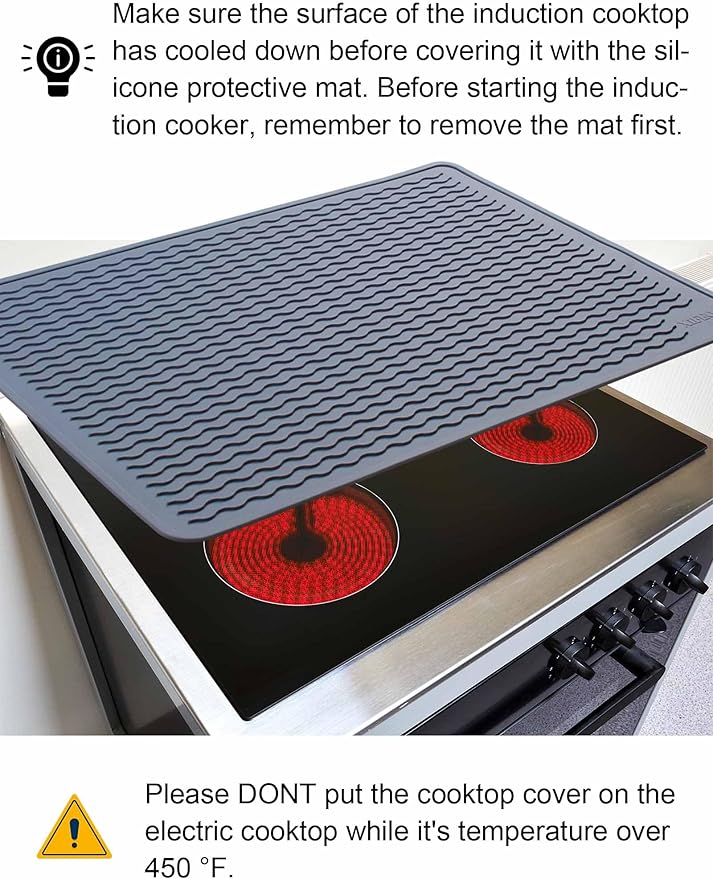 XiFEO Stove Top Covers for Electric Stove, Food Grade Heavy Duty Silicone Glass Stove Top Cover Protector, Induction Cooktop Protector, Heat Resistant Range Ceramic Stove Top Covers Mat, Oven Cover