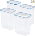 LOCK & LOCK LocknLock Easy Essentials Airtight Rectangular Tall Food Storage Container 7.61 Cup, 4 Piece, Clear