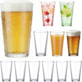 Patelai 12 Set Pint Beer Glasses Set 16 oz Pint Glasses Drinking Made for Beverages, Juice, Cocktail, Highball Drinking Tumbler Glass Design for Home Dining, Bars, Pubs and Parties & Dishwasher Safe