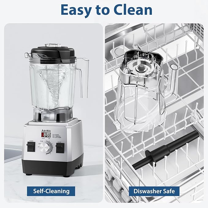 Aeitto Blenders for Kitchen with 68Oz. Jar, 1800W Max Power Smoothie Blender, 3 Preset Programs & 7 Speeds, Professional Countertop Blender for Smoothies, Ice Crush, Frozen Drinks, Silver