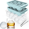 Large Ice Ball Maker Mold, 1.9" Round Ice Cube Mold for Whiskey Bourbon Cocktail, 6 Balls, Sphere Ice Mold, Big Ice Cube Tray with Container and Tongs, Easy to Fill & Release