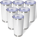 AIANJI 20oz Tumbler Bulk Stainless Steel Tumblers with Lid Vacuum Insulated Double Wall Travel Coffee Mug Powder Coated Tumbler Cup for Hot and Cold Drinks(White, 6 pack)