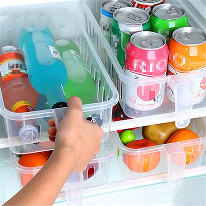 Refrigerator Storage Organizer Refrigerator Organizer Bins Plastic Bins for Fridge Freezer Kitchen Cabinet Pantry Organization, 29.3x16.5x8CM, Clear