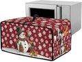 Toaster Oven Dust Cover with Storage Pockets, Protective Decorative Smart Oven Cover for for Kitchen Countertop, S, Snowman Dachshund Dog Snowflake Red Christmas Decor