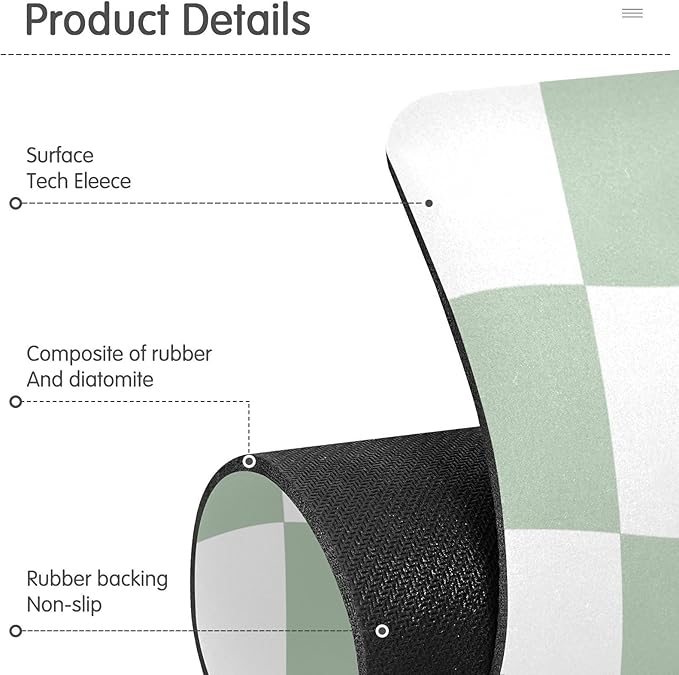 Kitchen Sink Splash Guard 2 PCS 30 Inch Sink Faucet Mat Splash Guard for Bathroom Countertop Water Absorbent Foldable Cuttable Soft Washable Checkered White and Green