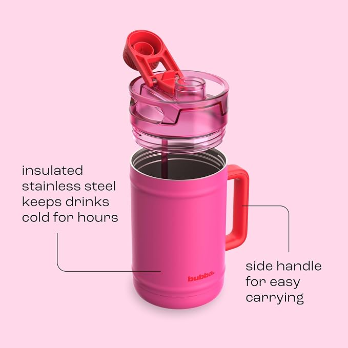 bubba 52 oz Insulated Stainless Steel Water Keg - Large Reusable Water Bottle Drinking Jug - Insulated Keg for Everyday Hydration, Lead-Free and BPA-Free, Flora Aura