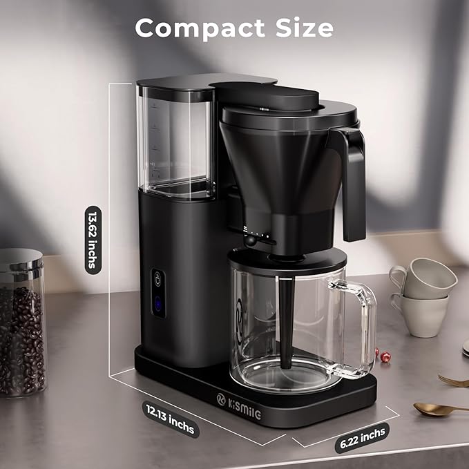 Kismile 8 Cup Drip Coffee Maker, SCA Certified Hot & Cold Brew Pour Over Coffee Machine, Fast Heating to 197–205℉, 40 Min Keep Warm, Adjustable Flow Control, Easy to Clean