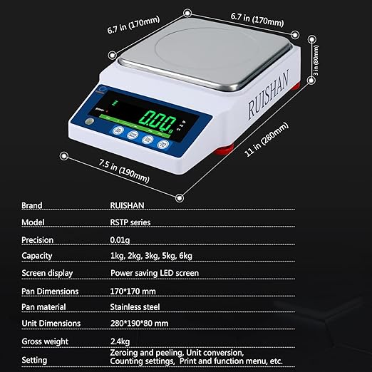 Lab Scale Lab Analytical Balances 3000 x 0.01g | 6.6x0.00002 lb | Electronic Weighing Scale Scientific Scale Centigram Scale Calibrated Scale .01 Gram Digital Scale Jewelry Scale Kitchen Scale