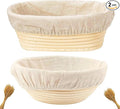 Proofing Baskets for Sourdough Bread Baking, 2 Pack Banneton Bread Proofing Basket 9 inch Round & 10 inch Oval Proofing Bowls for Sourdough Bread with Liner Making Baking Fermentation Tools Supplies