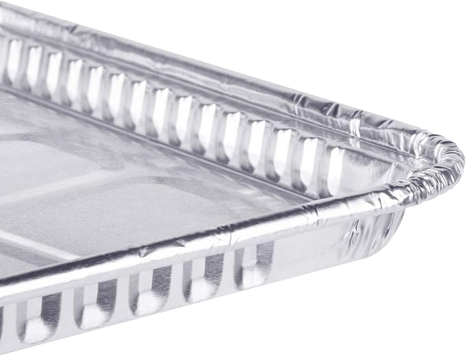 (25 Pack) 1/4 Size Cookie Sheet Baking Cake Pans l 12.8” x 8.9” Disposable Aluminum Foil Trays l Premium Heavy Duty Nonstick Baking Sheets Reusable