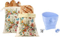 Sourdough Baking Set - 2 XL Beeswax Bread Bags for Homemade Bread (17×13 in) with Botanical Print & 1 Foldable Silicone Funnel Stand Mixer Attachment for 4.5-5 Quart Tilt-Head Mixers