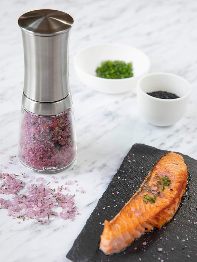 Kyocera Advanced Ceramics Pepper, Salt, Seed and Spice Mill with Adjustable Advanced Ceramic Grinder, The Everything Mill-Stainless
