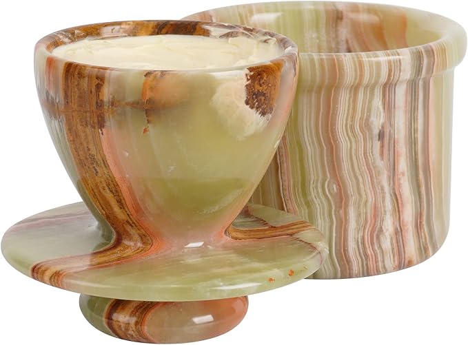 Radicaln Marble Butter Keeper 4.25'' Inches Green Onyx Handmade Butter Storage Container French Butter Dish for Kitchen Countertop & Butter Crock For Counter With Water