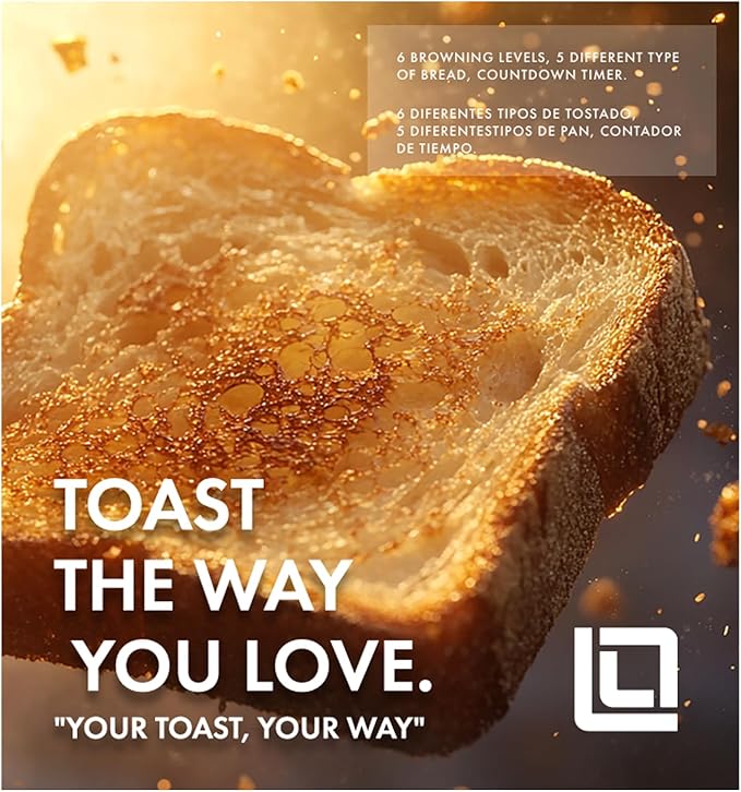 Livwell Matte 2-Slice Smart Touch Toaster with Color Screen Display - Kitchen Gifts - 6 Browning Levels, Timer Countdown, Adjustable Settings for Bagels, Gluten-Free & Multigrain Bread (Matte Cream)