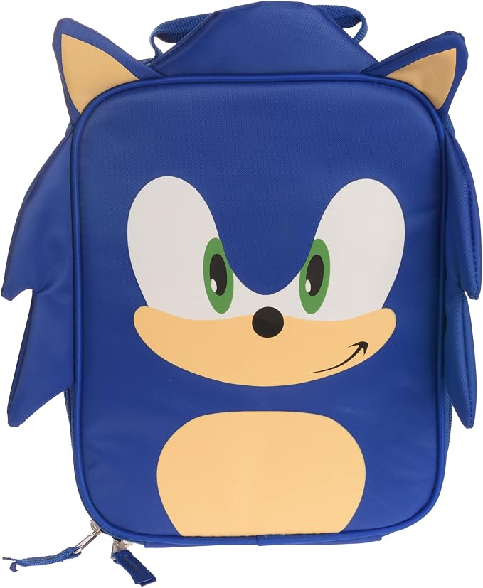AI ACCESSORY INNOVATIONS Sonic The Hedgehog Insulated Lunch Box, Mini Gaming Cooler with 3D Features and Top Padded Handle
