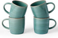 famiware Coffee Mugs Set of 4, Meteor 13 oz Ceramic Mug Cup Set with Handle for Coffee, Tea, Cappuccino, Latte, Milk, Peacock Green