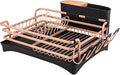 BRIAN & DANY Aluminum Dish Drying Rack, Dish Racks for Kitchen Counter, Dish Drainer with Removable Cutlery Holder & Cup Holder, Unique 360° Swivel Spout Drainboard, 16.5" L x 11.8" W, Golden