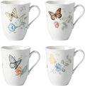 Lenox Butterfly Meadow Dinnerware Collection, Porcelain Dinnerware & Serveware, Mug Set, 4-Piece