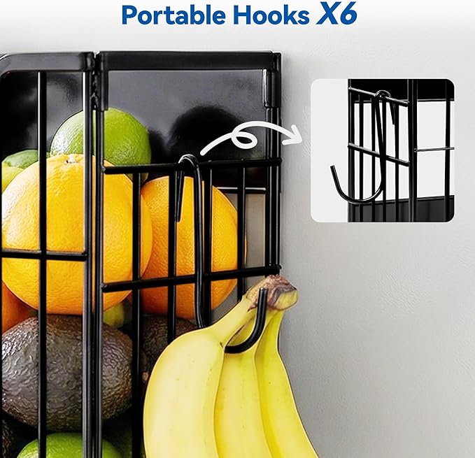 3PCS Magnetic Shelves for Fridge, Strong Metal Magnetic Fruit Vegetable Basket Kitchen Storage Fridge Organizer for Potato & Onion, Fully Assemble