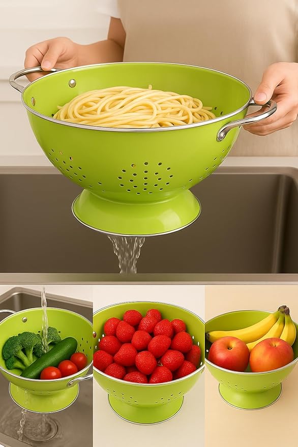 Calypso Basics by Reston Lloyd Powder Coated Enameled Colander, 5 Quart, Lime