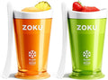 ZOKU Original Slush and Shake Maker, Compact Make and Serve Cup with Freezer Core Creates Single-Serving Smoothies, Slushies and Milkshakes in Minutes, BPA-Free, Green/Orange Set of 2