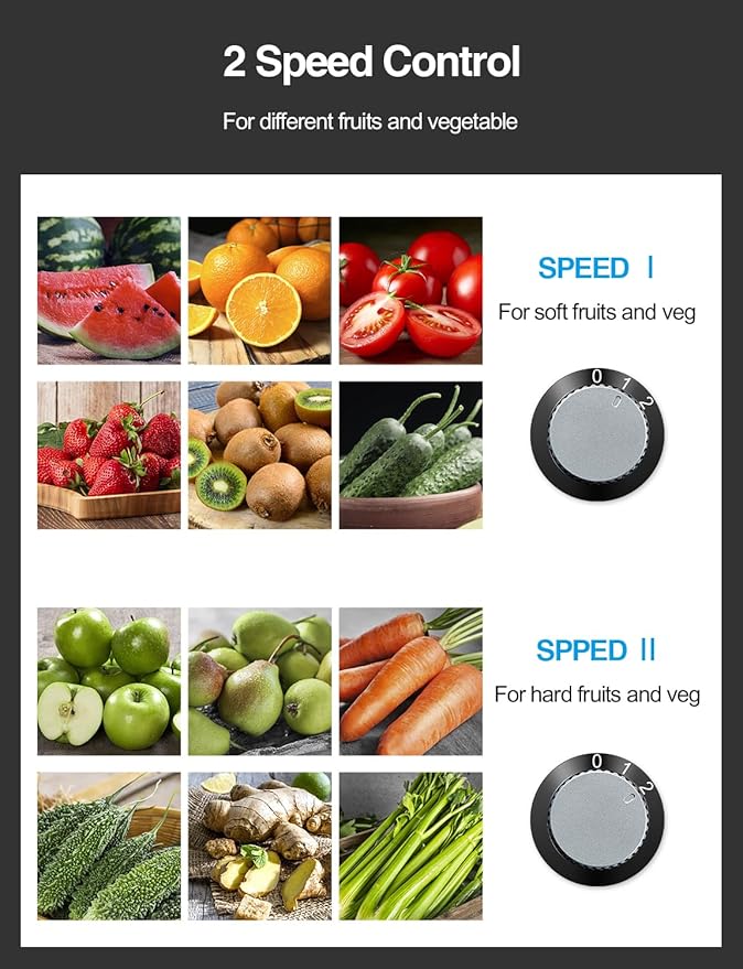 Juicer Machine, 800W Centrifugal Juicer Extractor with Wide Mouth for Fruit Vegetable, Easy to Clean, Stainless Steel, BPA-free (Black)