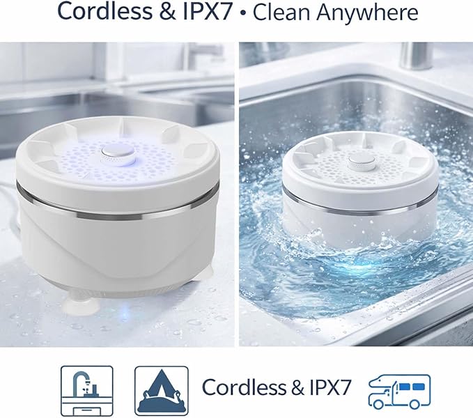 2026 Upgraded Fruit And Vegetable Washing Machine,Titanium Electrolysis Produce Cleaner,Ipx7 Waterproof Cordless Device For Berries & Meat For Fruits, Vegetable & More (2PCS)