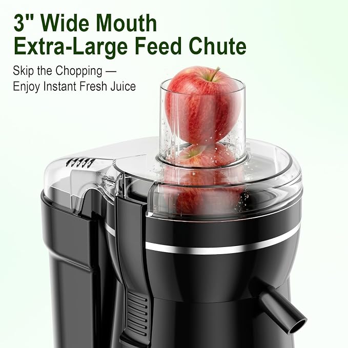 Juicer Machine, 500W Centrifugal Juicer Extractor with 3 Speed & Wide Mouth 3” Feed Chute for Fruit Vegetable, High Yield Juicer Included Cleaning Brush for Easy to Clean